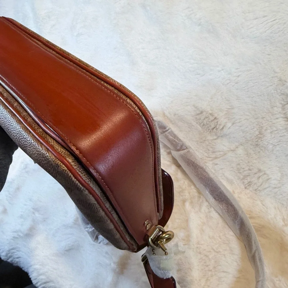 Coach Signature‎ Canvas Leather Tabby Top Handle Bag Saddle Brown Brass NWT